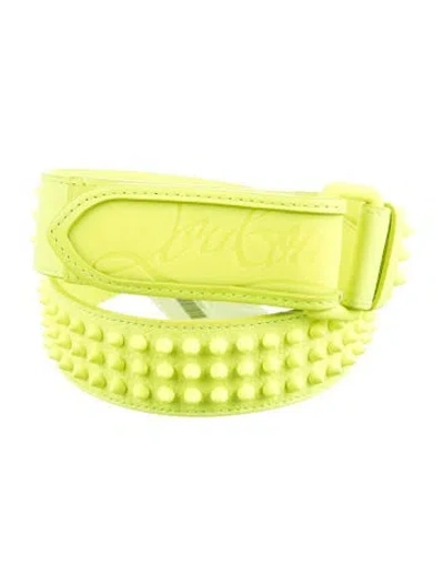 Pre-owned Christian Louboutin Spike Accents Leather Belt In Green