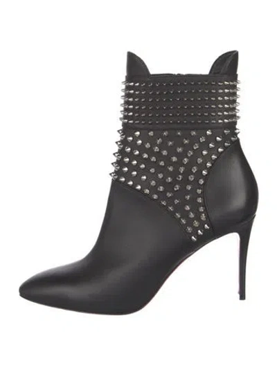 Pre-owned Christian Louboutin Spike Accents Leather Boots In Black
