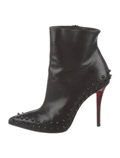Pre-owned Christian Louboutin Spike Accents Leather Boots In Black