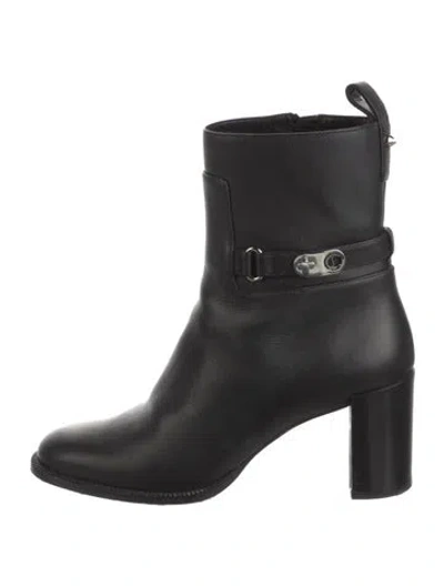 Pre-owned Christian Louboutin Spike Accents Leather Boots In Black