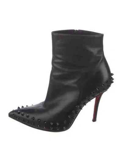 Pre-owned Christian Louboutin Spike Accents Leather Boots In Black