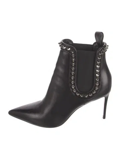Pre-owned Christian Louboutin Spike Accents Leather Chelsea Boots In Black