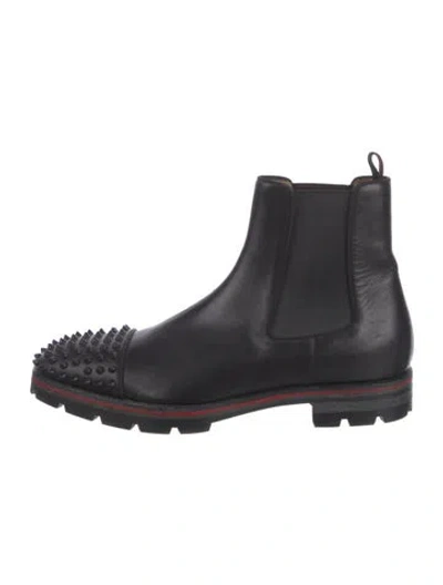 Pre-owned Christian Louboutin Spike Accents Leather Chelsea Boots In Black