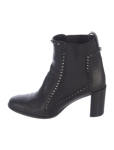 Pre-owned Christian Louboutin Spike Accents Leather Chelsea Boots In Black