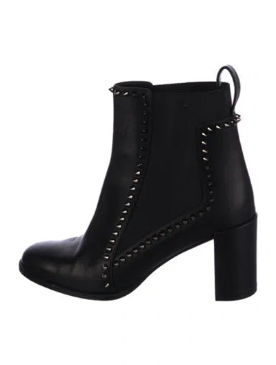 Pre-owned Christian Louboutin Spike Accents Leather Chelsea Boots In Black