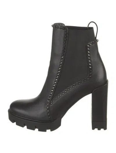 Pre-owned Christian Louboutin Spike Accents Leather Chelsea Boots In Black