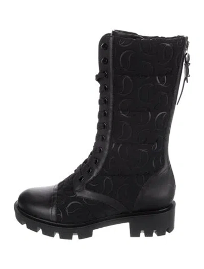 Pre-owned Christian Louboutin Spike Accents Leather Combat Boots In Black