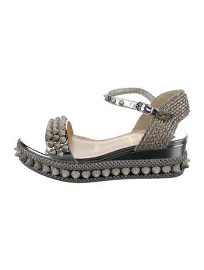 Pre-owned Christian Louboutin Spike Accents Leather Espadrilles
