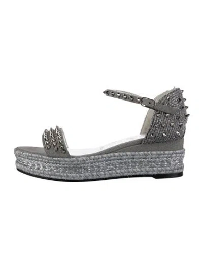 Pre-owned Christian Louboutin Spike Accents Leather Espadrilles