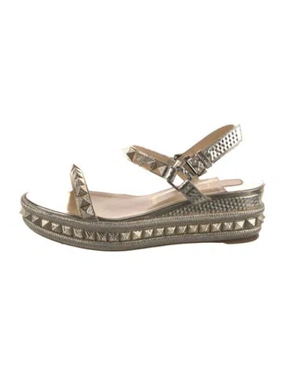 Pre-owned Christian Louboutin Spike Accents Leather Espadrilles