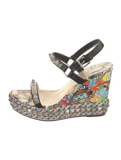 Pre-owned Christian Louboutin Spike Accents Leather Espadrilles