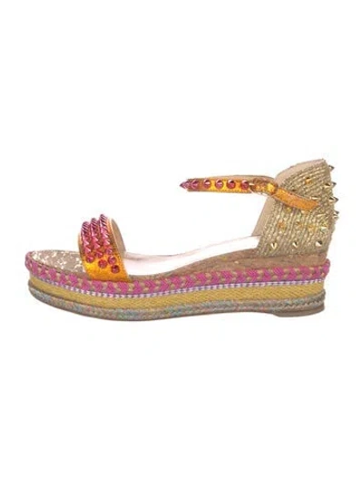 Pre-owned Christian Louboutin Spike Accents Leather Espadrilles
