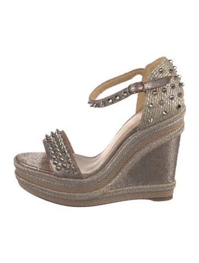 Pre-owned Christian Louboutin Spike Accents Leather Espadrilles