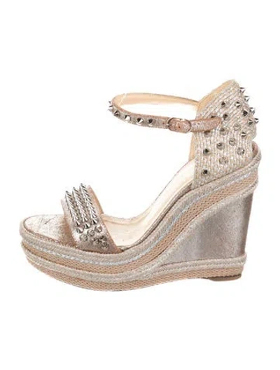 Pre-owned Christian Louboutin Spike Accents Leather Espadrilles