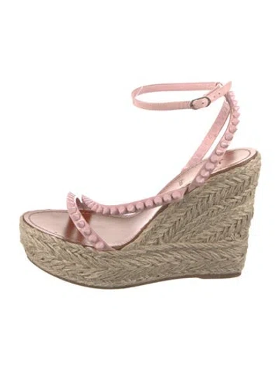 Pre-owned Christian Louboutin Spike Accents Leather Espadrilles In Pink