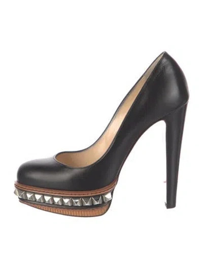 Pre-owned Christian Louboutin Spike Accents Leather Pumps In Black