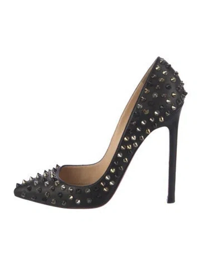 Pre-owned Christian Louboutin Spike Accents Leather Pumps In Black