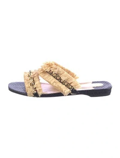 Pre-owned Christian Louboutin Spike Accents Leather Slides In Black