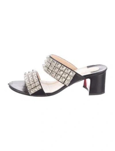 Pre-owned Christian Louboutin Spike Accents Leather Slides In Multi