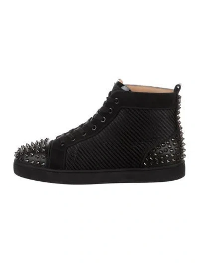 Pre-owned Christian Louboutin Spike Accents Leather Sneakers In Black