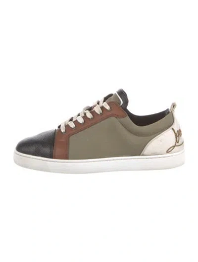 Pre-owned Christian Louboutin Spike Accents Leather Sneakers In Neutral