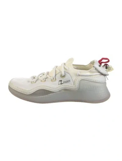 Pre-owned Christian Louboutin Spike Accents Leather Sneakers In White
