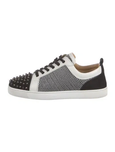 Pre-owned Christian Louboutin Spike Accents Leather Sneakers In White