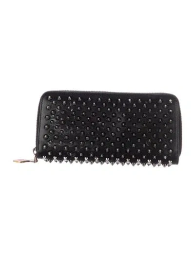 Pre-owned Christian Louboutin Spike Accents Leather Wallet In Black
