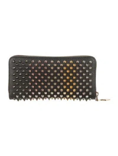 Pre-owned Christian Louboutin Spike Accents Leather Wallet In Black