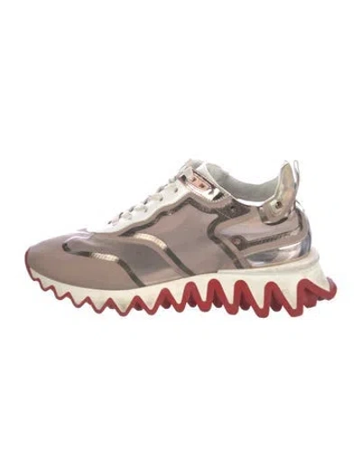 Pre-owned Christian Louboutin Spike Accents Mesh Sneakers In Neutral