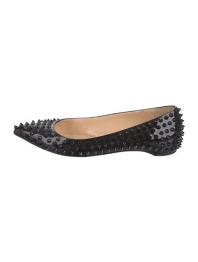 Pre-owned Christian Louboutin Spike Accents Patent Leather Ballet Flats In Black
