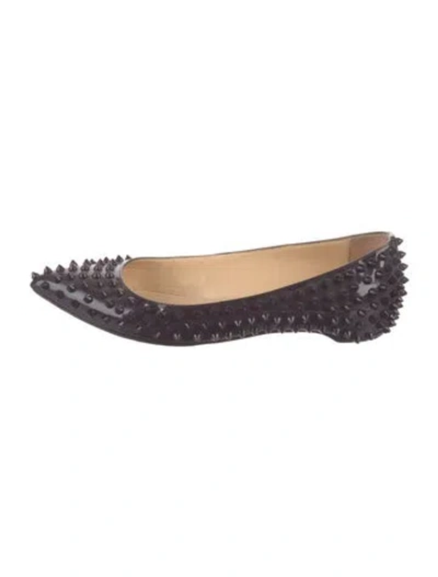 Pre-owned Christian Louboutin Spike Accents Patent Leather Ballet Flats In Purple