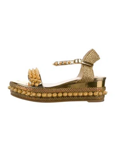 Pre-owned Christian Louboutin Spike Accents Patent Leather Espadrilles