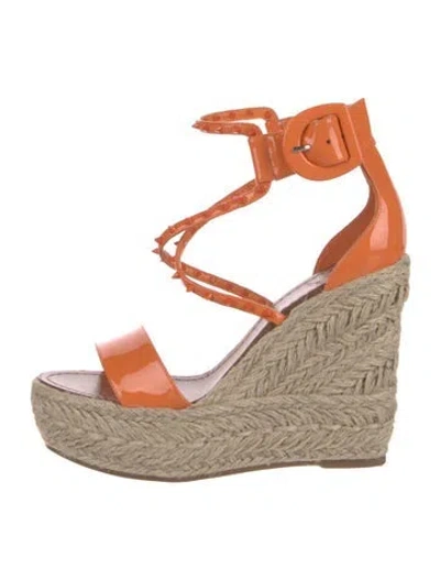 Pre-owned Christian Louboutin Spike Accents Patent Leather Espadrilles In Multi