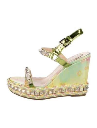 Pre-owned Christian Louboutin Spike Accents Patent Leather Espadrilles In Multi