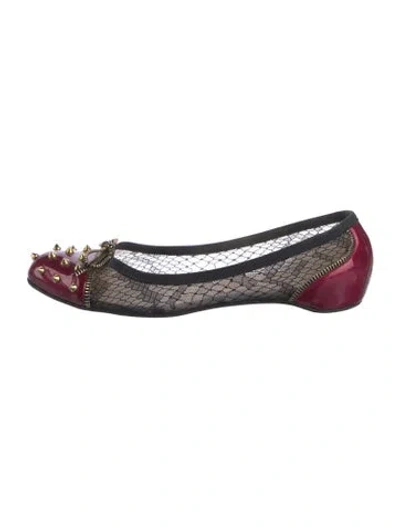 Pre-owned Christian Louboutin Spike Accents Patent Leather Flats In Multi
