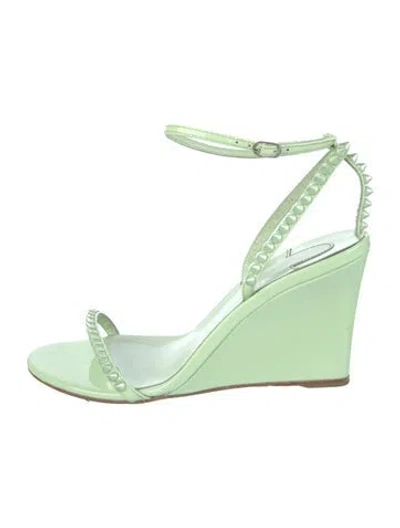 Pre-owned Christian Louboutin Spike Accents Patent Leather Sandals In Green