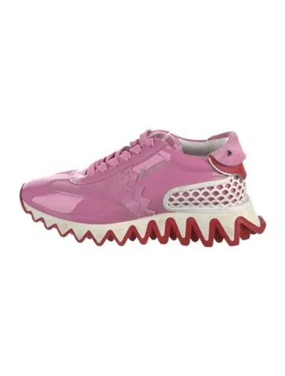 Pre-owned Christian Louboutin Spike Accents Patent Leather Sneakers In Pink