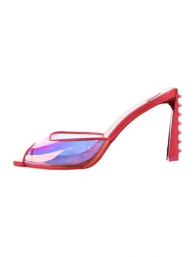 Pre-owned Christian Louboutin Spike Accents Pvc Mules In Red