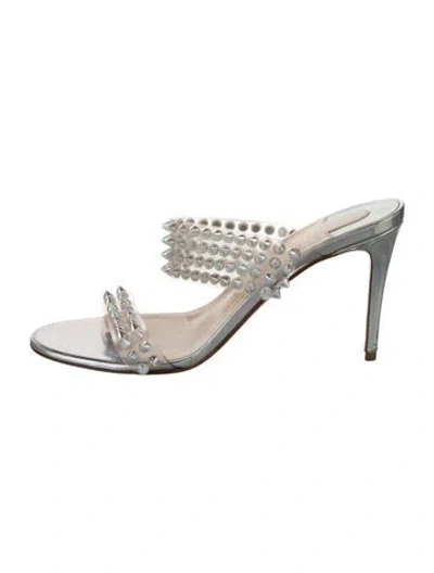 Pre-owned Christian Louboutin Spike Accents Pvc Slides