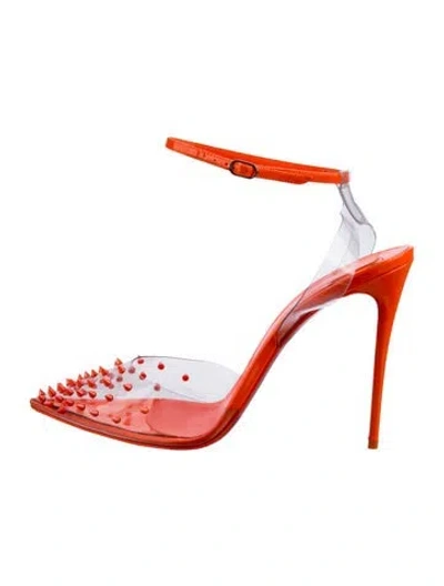 Pre-owned Christian Louboutin Spike Accents Pvc Slingback Pumps