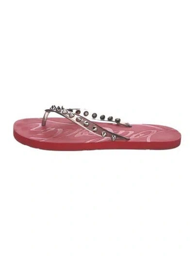 Pre-owned Christian Louboutin Spike Accents Rubber Flip Flops