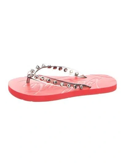 Pre-owned Christian Louboutin Spike Accents Rubber Flip Flops