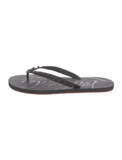 Pre-owned Christian Louboutin Spike Accents Rubber Flip Flops In Black