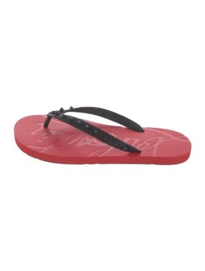 Pre-owned Christian Louboutin Spike Accents Rubber Flip Flops In Black