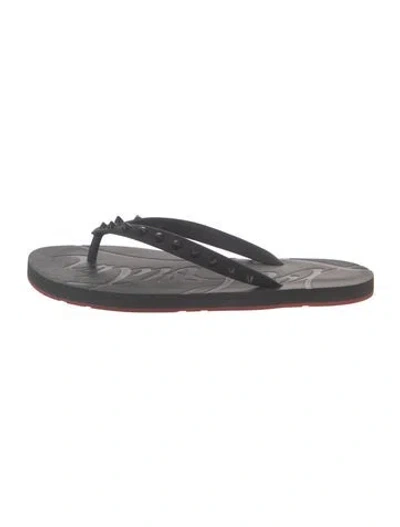 Pre-owned Christian Louboutin Spike Accents Rubber Flip Flops In Black