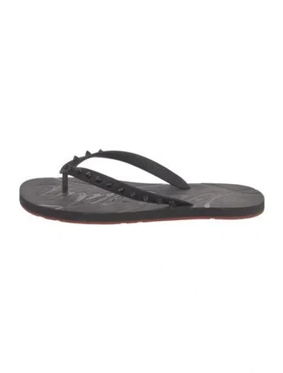 Pre-owned Christian Louboutin Spike Accents Rubber Flip Flops In Black