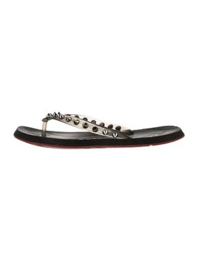 Pre-owned Christian Louboutin Spike Accents Rubber Flip Flops In Black