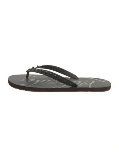 Pre-owned Christian Louboutin Spike Accents Rubber Flip Flops In Black