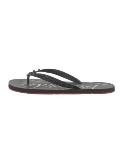 Pre-owned Christian Louboutin Spike Accents Rubber Flip Flops In Black